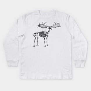 Moose Skeleton Kids Long Sleeve T-Shirt